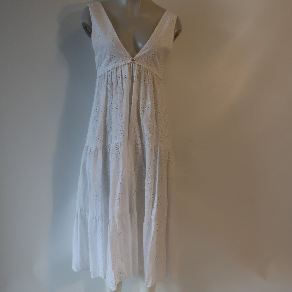 Womens Pily Q White Eyelet Maxi Swim Coverup Dress XS/S